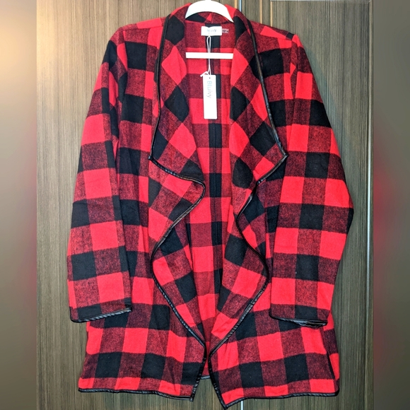 BluIvy Buffalo Plaid Flannel Cardigan Jacket, Medium - Picture 1 of 10